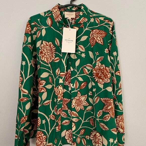 NWT Authentic Sezane Chemise Pierro Shirt Size 6 US 38 EU org. $125 Gemini Green - Picture 9 of 16